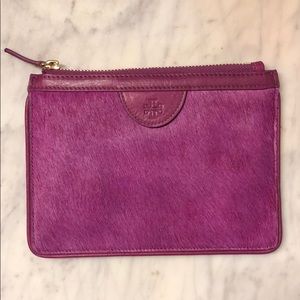 NEW Tory Burch Fuchsia Calf Hair Zip Pouch